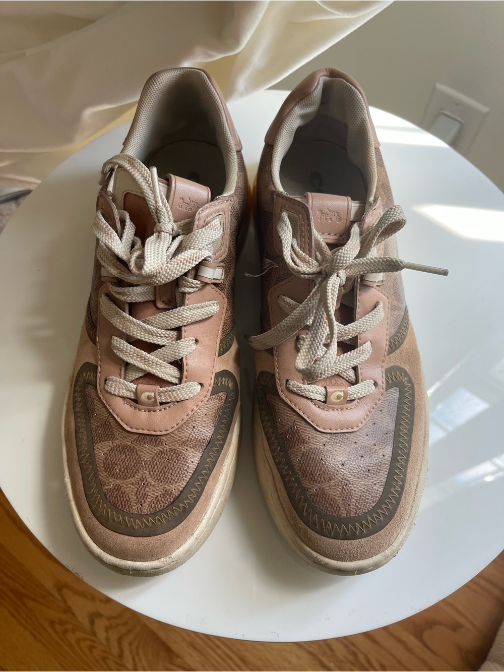 Coach Pink and Tan City Sole Sneakers